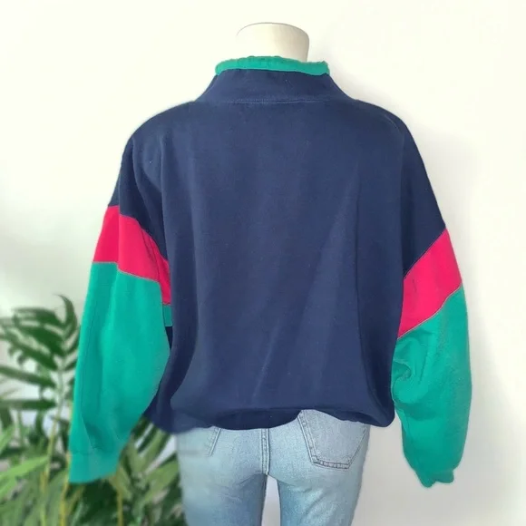 v i n t a g e :: Vibrant Slouchy Funnel Neck Sweatshirt